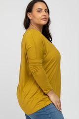 Yellow V-Neck Plus Top