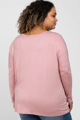 Light Pink V-Neck Maternity Plus Top