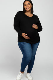 Black Long Sleeve Maternity Plus Top