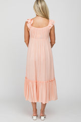 Light Pink Ruffle Accent Maternity Maxi Dress