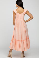 Light Pink Ruffle Accent Maxi Dress