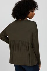 Olive Babydoll Long Sleeve Top