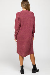 Burgundy Mock Neck Midi Sweater Dress