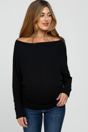 Black Off Shoulder Maternity Long Sleeve Top