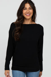 Black Off Shoulder Long Sleeve Top