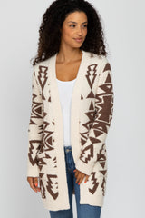 Cream Printed Soft Knit Cardigan