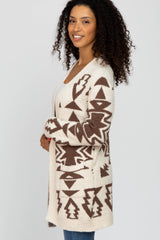 Cream Printed Soft Knit Cardigan