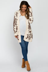 Cream Printed Soft Knit Maternity Cardigan