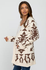 Cream Printed Soft Knit Maternity Cardigan