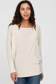 Beige Waffle Knit Dolman Sleeve Top