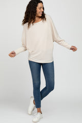 Beige Waffle Knit Dolman Sleeve Top