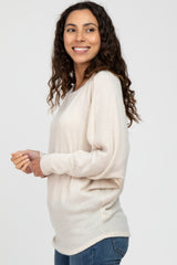 Beige Waffle Knit Dolman Sleeve Top