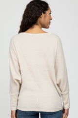 Beige Waffle Knit Dolman Sleeve Top