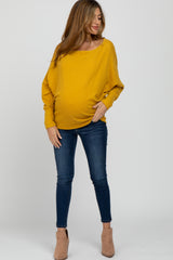 Yellow Waffle Knit Dolman Sleeve Maternity Top