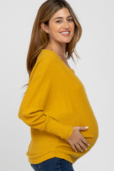 Yellow Waffle Knit Dolman Sleeve Maternity Top