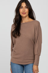 Taupe Waffle Knit Dolman Sleeve Maternity Top