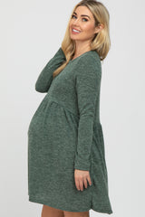 Olive Knit Basic Maternity Dress