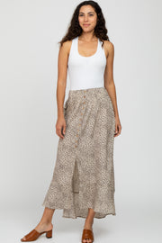 Ivory Animal Print Maxi Skirt