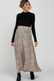 Ivory Animal Print Maternity Maxi Skirt