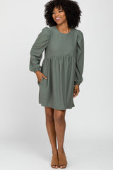 Olive Swiss Dot Dress