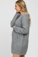 Heather Grey Basic Maternity Sweater Mini Dress