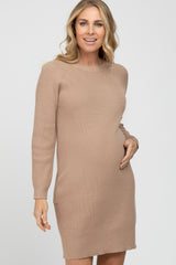 Taupe Basic Maternity Sweater Dress