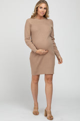 Taupe Basic Maternity Sweater Dress