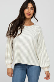 Heather Grey Striped Bubble Sleeve Top