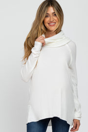 Ivory Brushed Knit Cowl Neck Long Sleeve Maternity Top