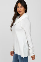 Ivory Brushed Knit Cowl Neck Long Sleeve Top