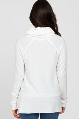 Ivory Brushed Knit Cowl Neck Long Sleeve Top