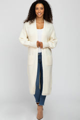 Ivory Bubble Sleeve Long Cardigan