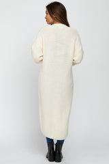 Ivory Bubble Sleeve Long Maternity Cardigan