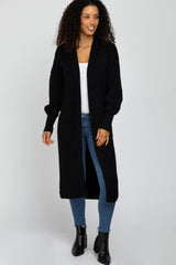 Black Bubble Sleeve Long Cardigan