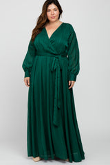 Forest Green Sparkle Chiffon Plus Maxi Dress