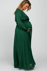 Forest Green Sparkle Chiffon Plus Maternity Maxi Dress