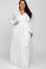 White Sparkle Chiffon Plus Maxi Dress