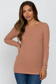 Salmon Waffle Knit Maternity Top