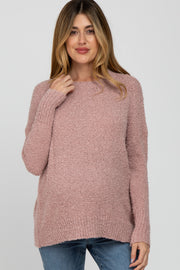 Pink Textured Knit Maternity Sweater