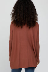 Brown Pocketed Dolman Sleeve Top