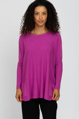 Magenta Pocketed Dolman Sleeve Top