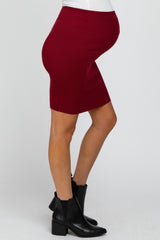 Burgundy Rib Knit Maternity Skirt