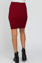 Burgundy Rib Knit Maternity Skirt