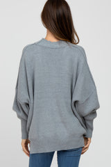 Heather Grey Mock Neck Exposed Seam Sweater