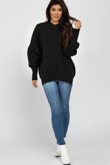 Black Mock Neck Exposed Seam Sweater