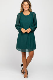 Forest Green Shimmer Long Sleeve Dress