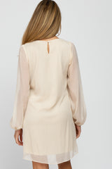 Ivory Shimmer Long Sleeve Maternity Dress