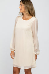 Ivory Shimmer Long Sleeve Dress