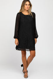 Black Shimmer Long Sleeve Dress