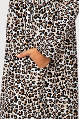 Brown Animal Print Soft Knit Dress